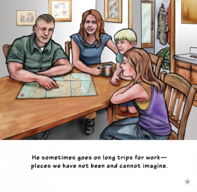 He sometimes goes on long trips for work 