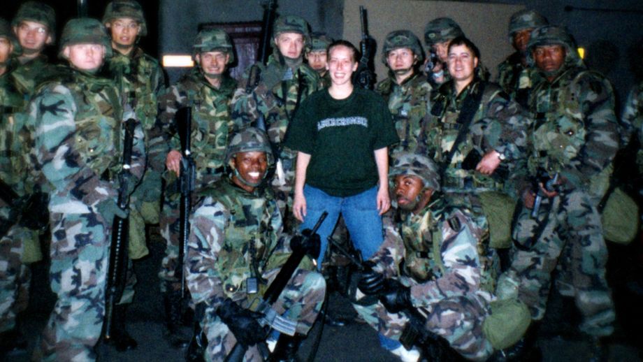 Super soldier Angie stands with her unit, December 2000, Camp Carroll, South Korea