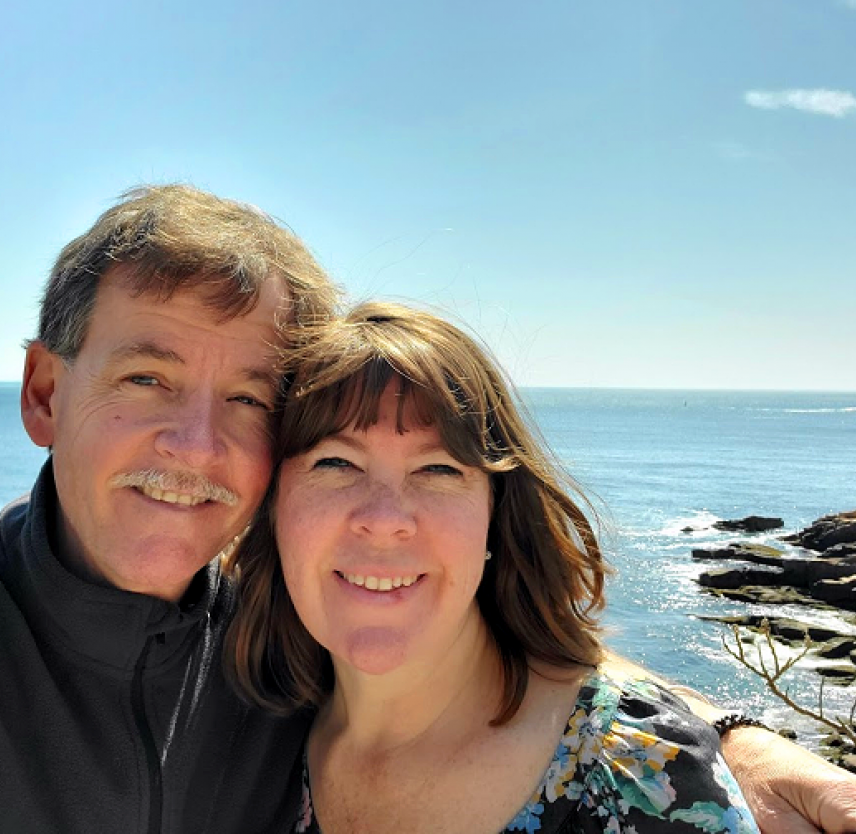 David Grant and his wife smiling at the seashore, Living That PTSD Life