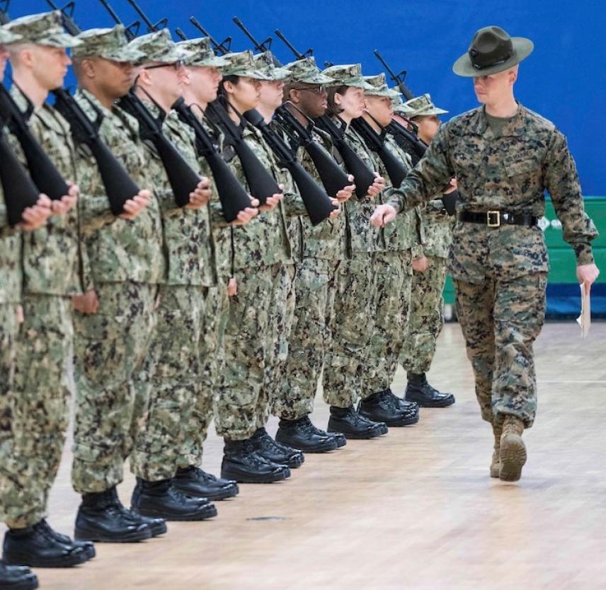 A Marine Corps drill instructor evaluates the formation of Officer Candidate School students Feb. 20, 2020. Navy Photo by Darwin Lam The Unrealistic Expectations Paradox: A Marine Corps drill instructor evaluates the formation of Officer Candidate School students Feb. 20, 2020. Navy Photo by Darwin Lam