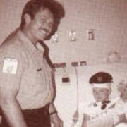 Green Beret veteran Lee Werling visiting Adam in the hospital