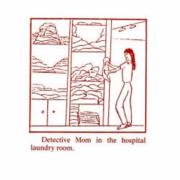 Illustration of Adam's mom searching through the hospital laundry room