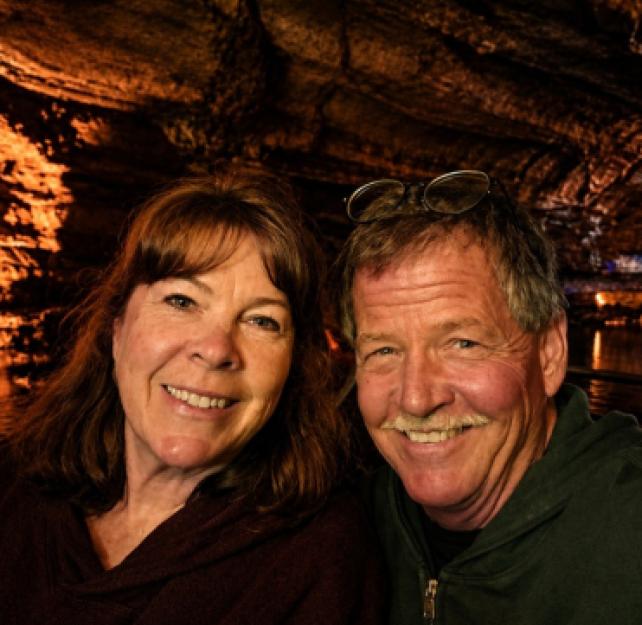 David Grant and his wife in Howe Caverns.